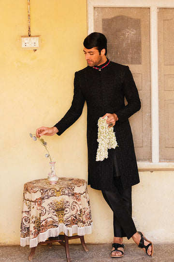wedding embroidered open sherwani for groom